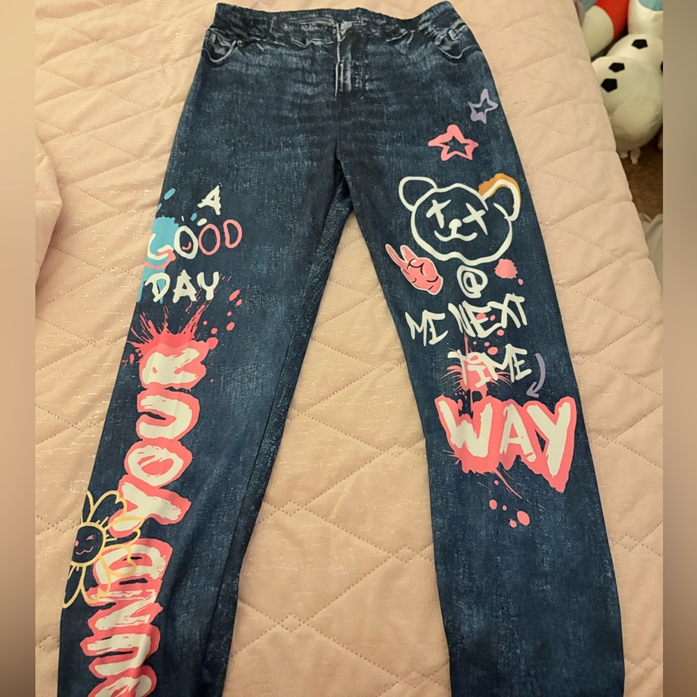 Graphic Print teen stretch fabric legging
